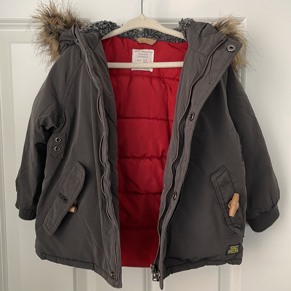 🚨Zara Baby boy outerwear jacket 2/3 years color gray 🐘